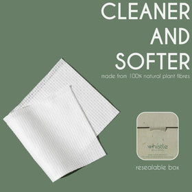 Whistle Wellness makeup removal towel demonstrates effective cleansing, fragrance-free.