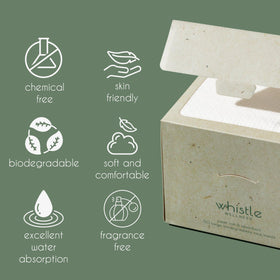 Whistle Wellness travel-friendly towels in compact box for on-the-go skincare.