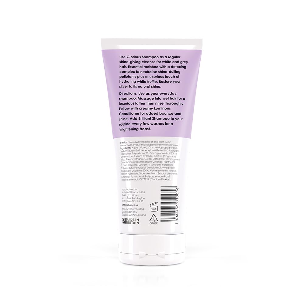 White Hot Glorious Shampoo travel-size packaging ideal for gym sessions.