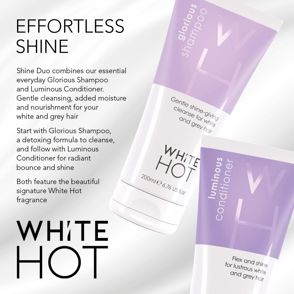White Hot Shine Duo conditioner bottle aids detangling and adds smoothness to silver tones