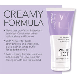 White Hot Shine Duo hair glow close up emphasizes a luminous healthy looking shine