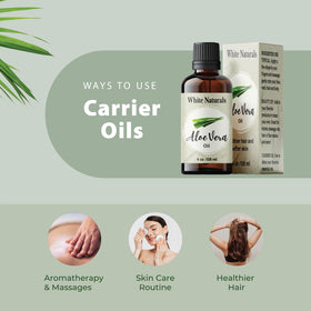 White Naturals Aloe Vera Oil with dropper enables precise facial and scalp application.
