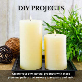 White Naturals beeswax pellets for DIY candle making.