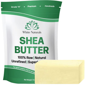 White Naturals African Shea Butter 1lb jar closeup highlighting rich, creamy hydration.