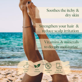 Hair treatment application with White Naturals Shea Butter for smoother, nourished strands.