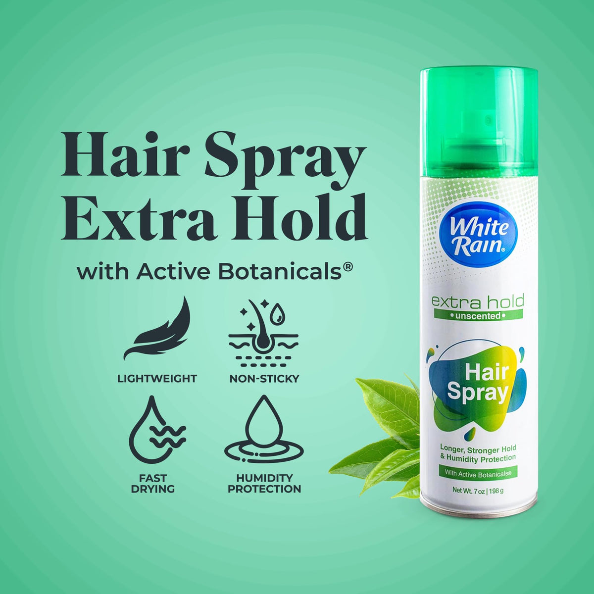 White Rain pack of four unscented hairsprays for fragrance-free styling and humidity resistance.