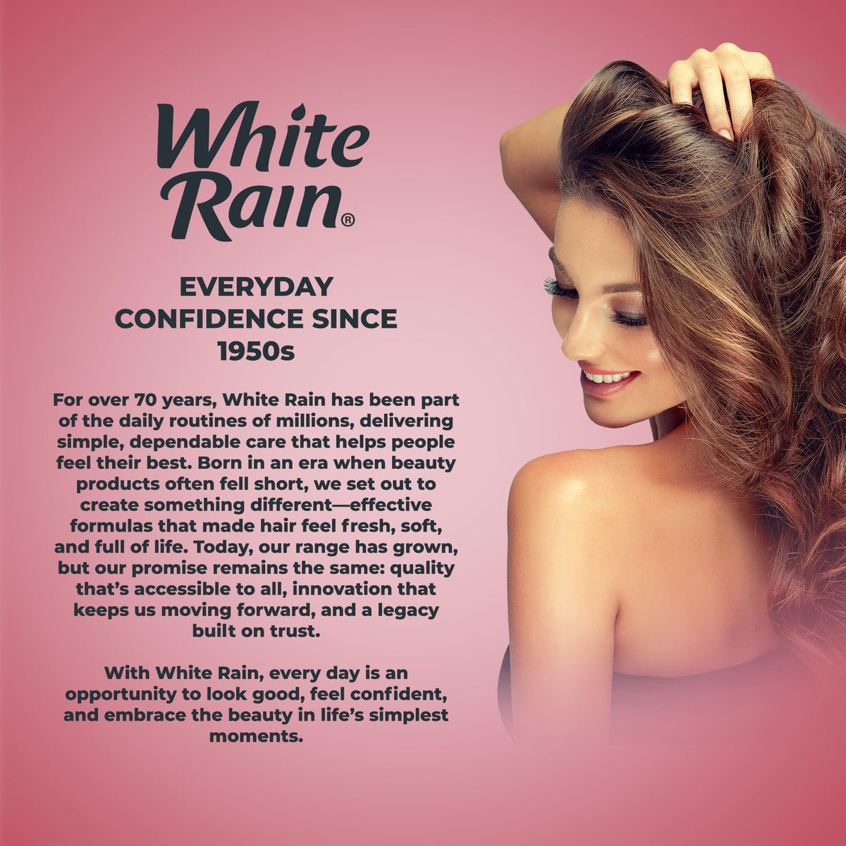 Fresh-scent White Rain Volumizing Mousse bottle for day-long wear