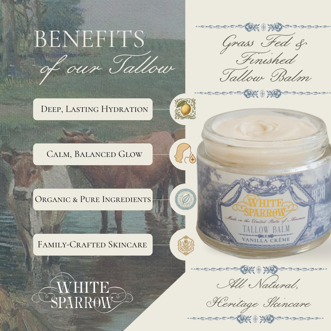 White Sparrow Farmacy tallow balm swatch showing rich texture and absorbency