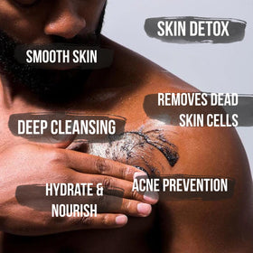 White Naturals Charcoal Body Scrub application swatch illustrating gentle exfoliation