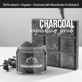White Naturals Charcoal Body Scrub after-use skin looks softened and nourished