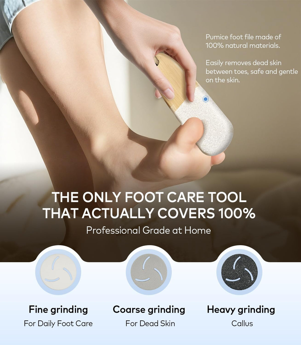 Whoalty rechargeable callus remover side view highlighting portable design.