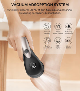 Whoalty three grinding heads and two speeds allow customizable foot care.