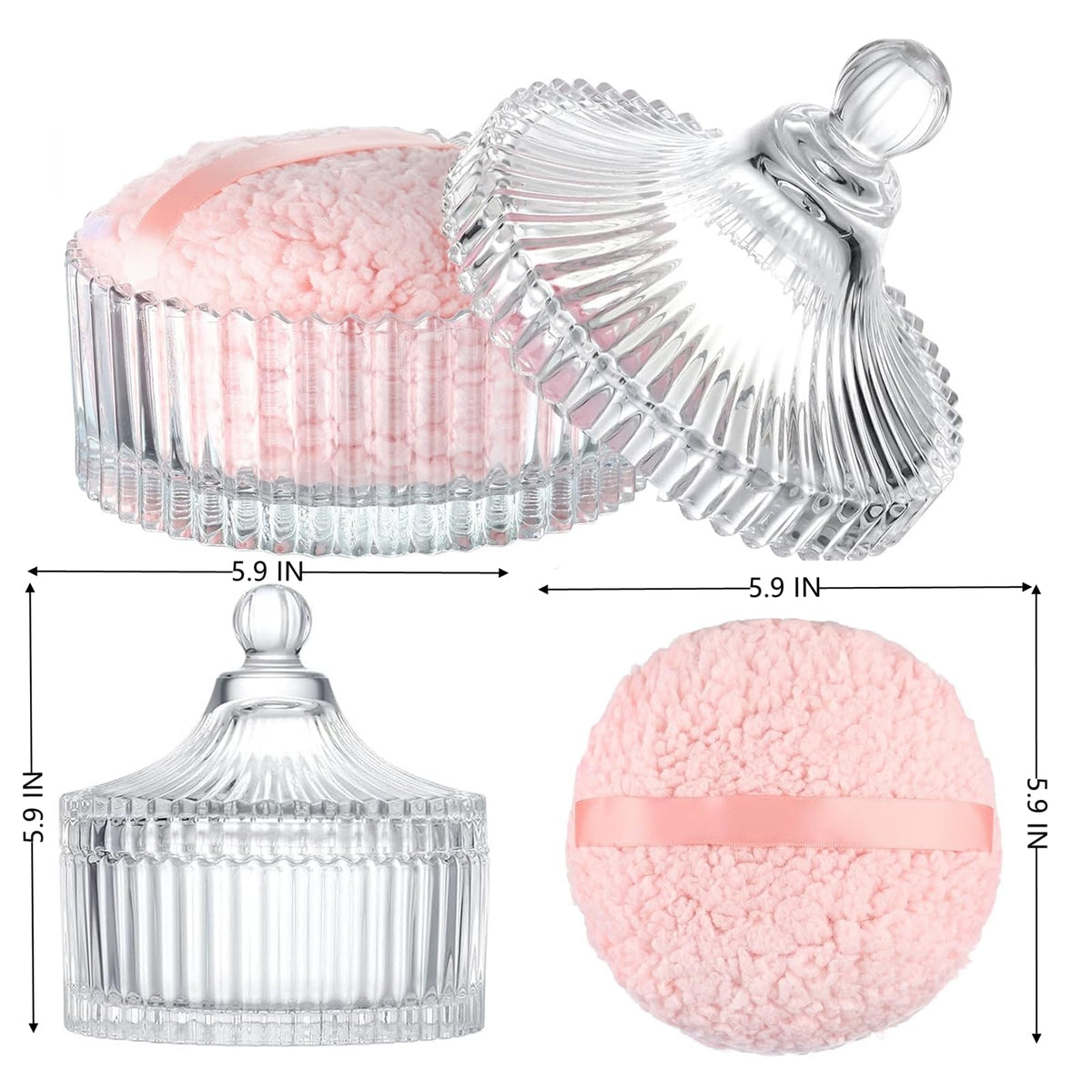 WHSLILR vintage embossed glass box showcasing decorative storage for cosmetics and small accessories.