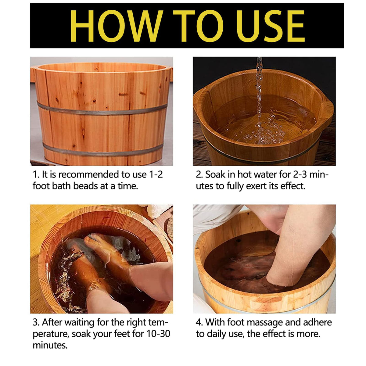 Whycalon at-home spa experience with herbal foot soak beads in use.