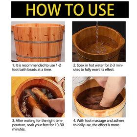 Whycalon at-home spa experience with herbal foot soak beads in use.