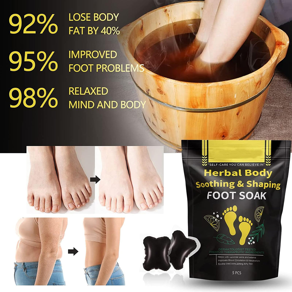 Whycalon daily foot care routine with herbal beads for relaxing self-care.