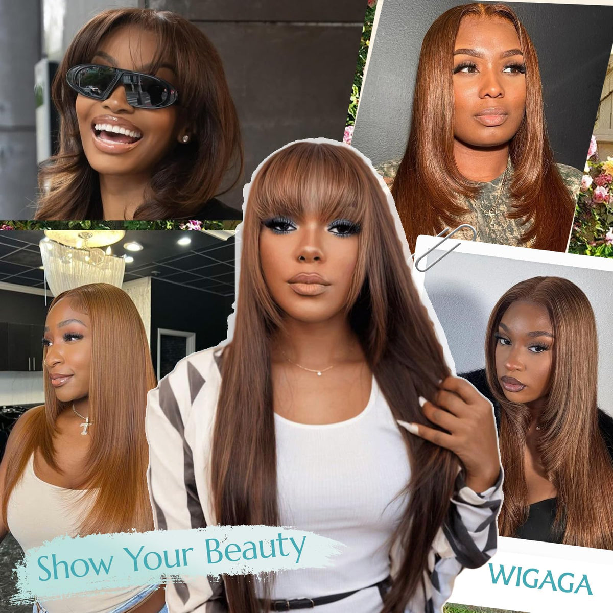 WIGAGA chocolate brown 26-inch wig suited for daily wear and events