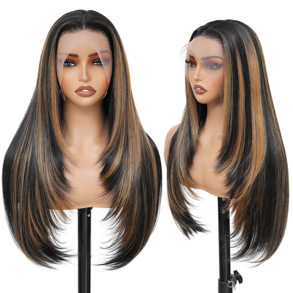 WIGAGA synthetic lace front wig 13x4 HD lace front for an invisible hairline and natural look