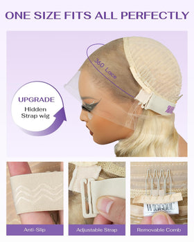 wigcool P18 613 adjustable strap and three combs offer a customizable fit
