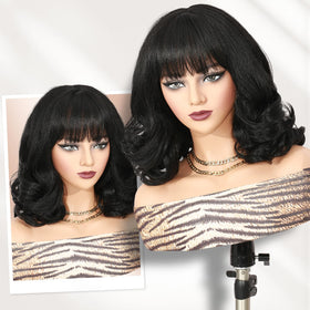 WIGER Yaki texture wavy wig features three inside combs for secure wear.