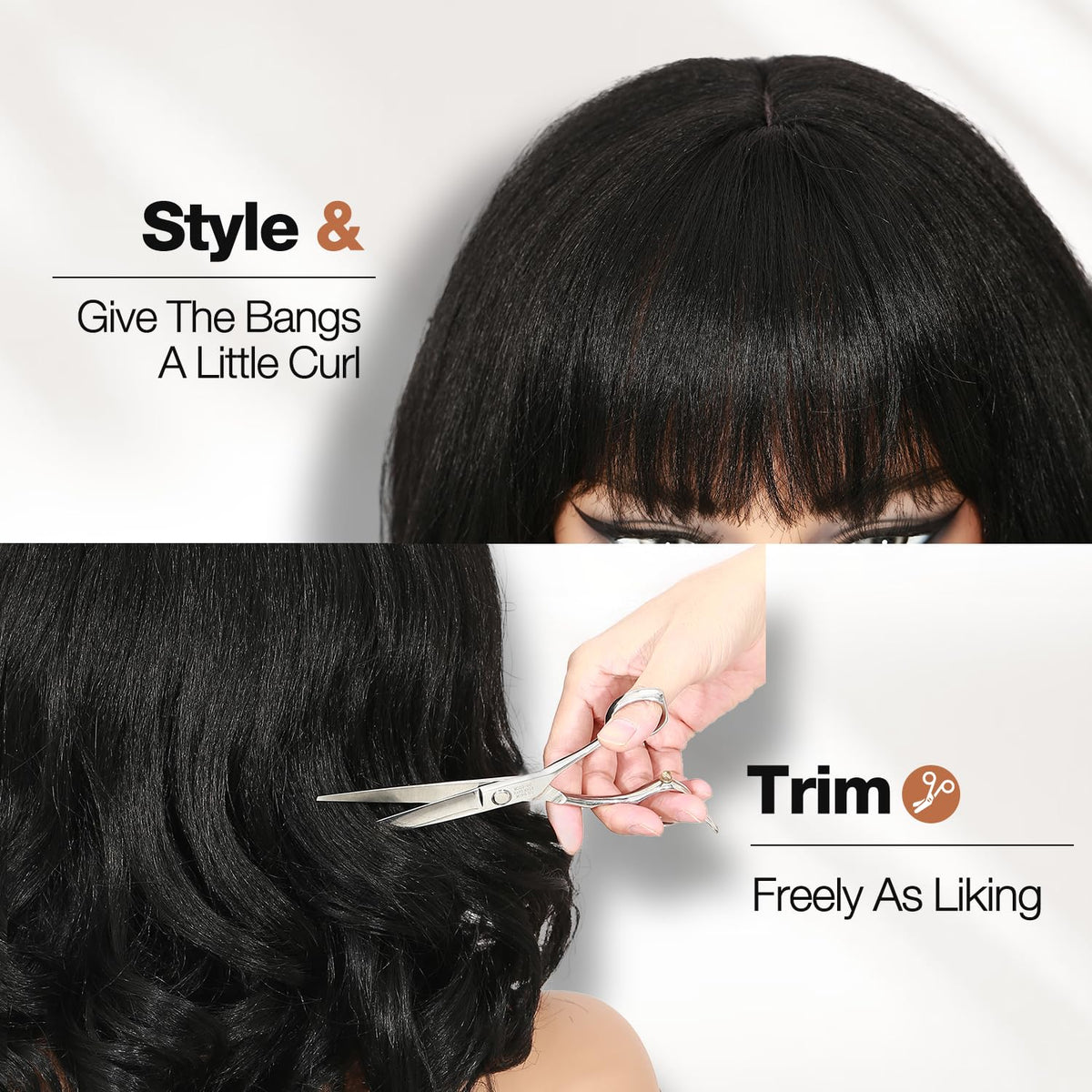 WIGER Yaki texture wavy wig feels light and airy on the head.
