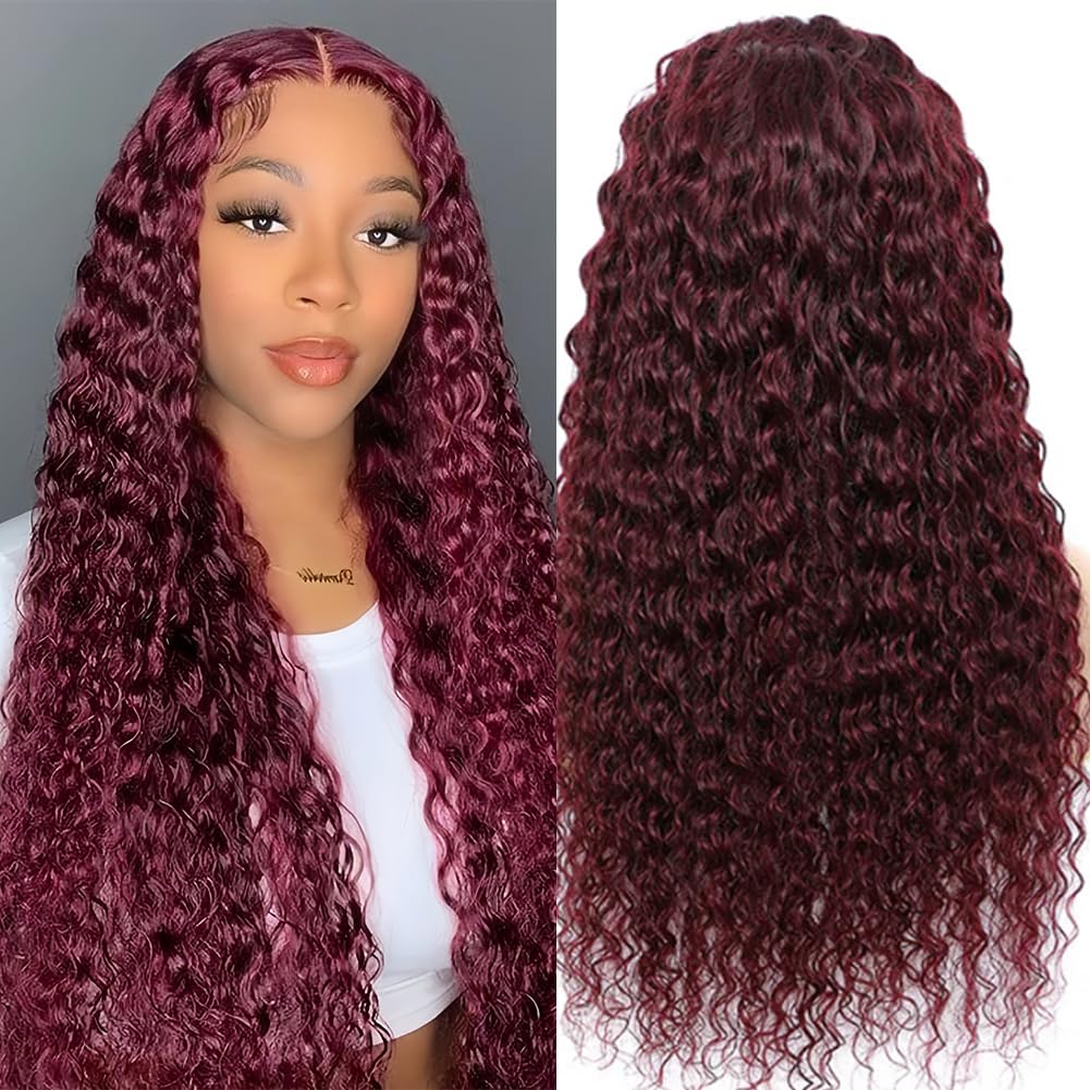 Wighottie 99J Burgundy HD lace closure highlights versatile parting