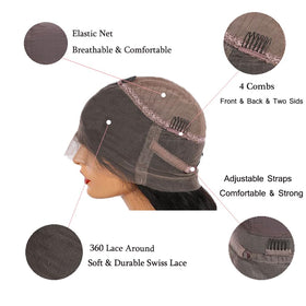 Wighottie adjustable-cap 360 full lace wig with four combs for secure fit.