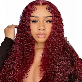 Wighottie Burgundy Deep Wave Lace Front Wig 22in for natural, voluminous look