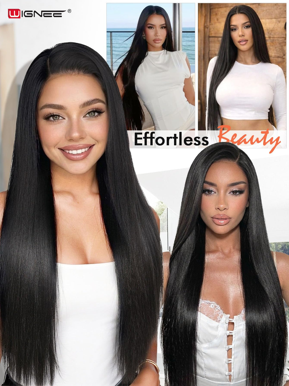 WIGNEE 28-inch straight wig ready to wear for daily looks