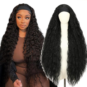 WIGNEE 38-inch long wavy headband wig for easy daily wear.