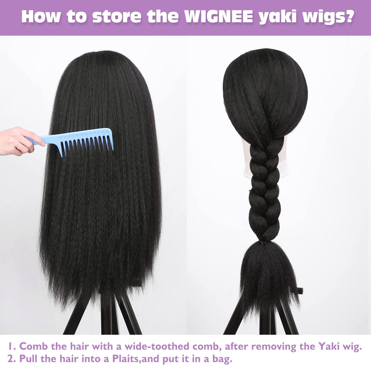 WIGNEE headband wig packaging includes wig cap and bonus headband