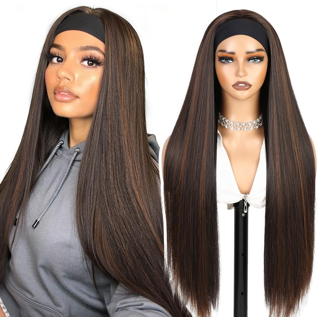 WIGNEE highlight long headband wig 32 inch straight overview for versatile daily styling