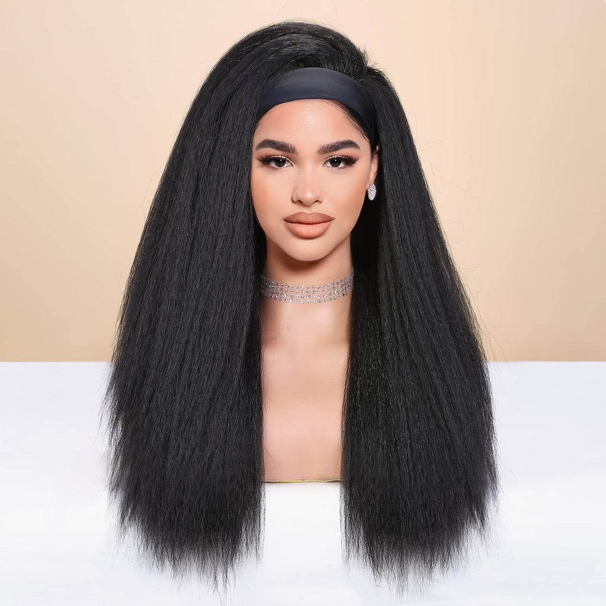 WIGNEE headband wig 22in close-up shows silky texture and fullness.