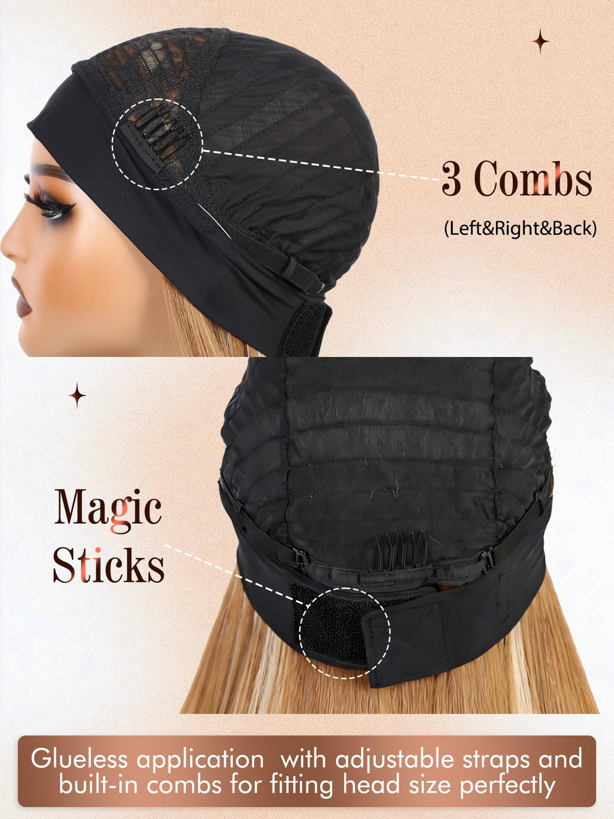 WIGNEE long straight wig suitable for ponytail or bun.