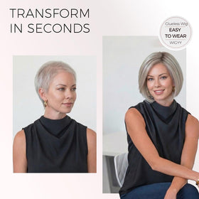 WIGYY 10-inch silver grey short wig adds modern sophistication.