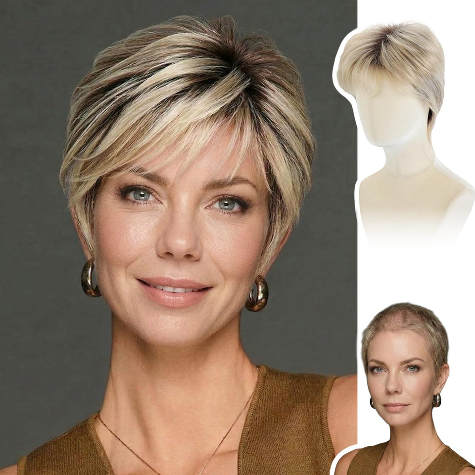 WIGYY short pixie ash blonde curls highlight a chic daily look
