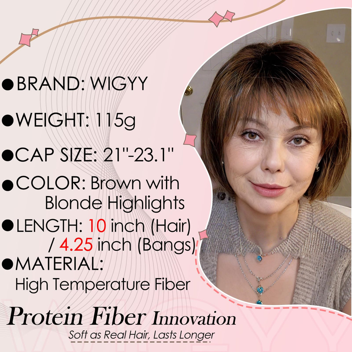 WIGYY soft protein fiber texture mimics real hair with subtle shine