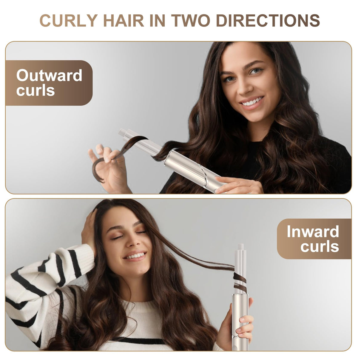 WIIKAI Auto-Wrap Curler close-up wrap-action showing automatic hair looping for easy styling.