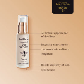 Wild Ferns Bee Venom Serum ingredients Royal Jelly highlight for nourishment.