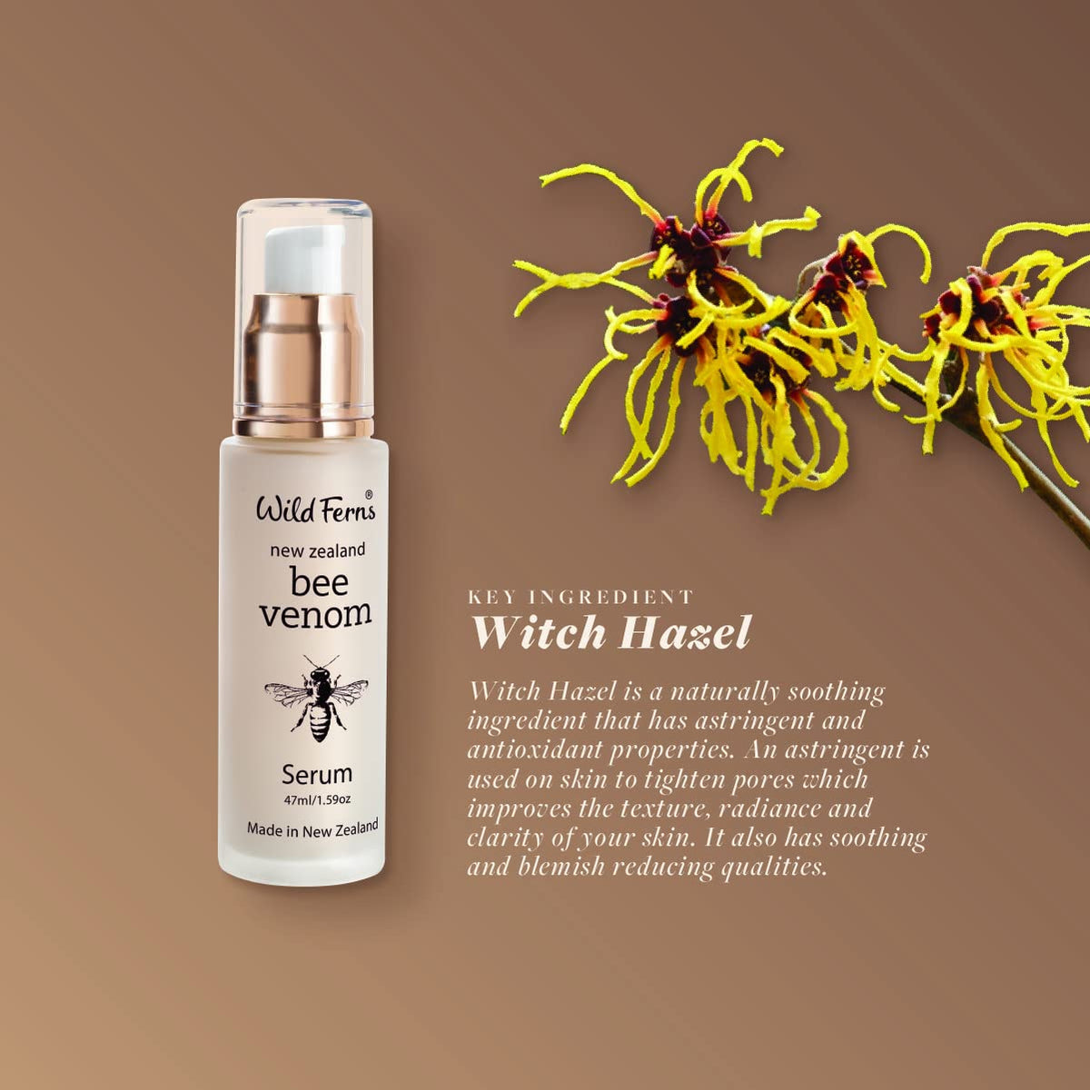 Wild Ferns Bee Venom Serum NZ origin, pure Manuka Honey, high-quality skincare.