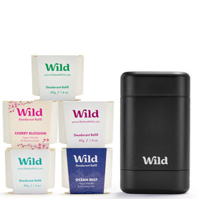Wild Full Monty deodorant in a black case for durable daily protection.