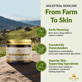 Wild Gold Tallow Balm hand care usage highlights quick absorption.