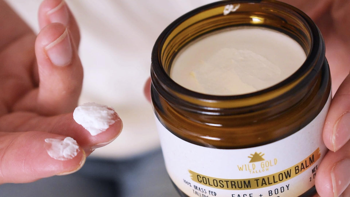 Wild Gold Tallow natural ingredients label signals simple three-ingredient skincare.