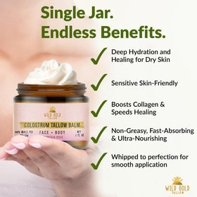 Wild Gold Tallow sensitive-skin use shows gentle, skin-friendly hydration with a light scent.
