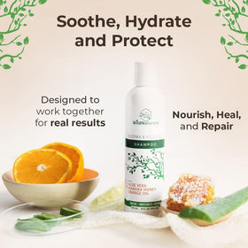 Wild Naturals cehami extract highlighting natural itch-relief capability for scalp comfort