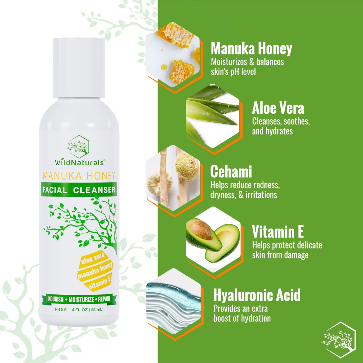 Manuka honey ingredient close-up emphasizing moisture-rich skincare benefits.