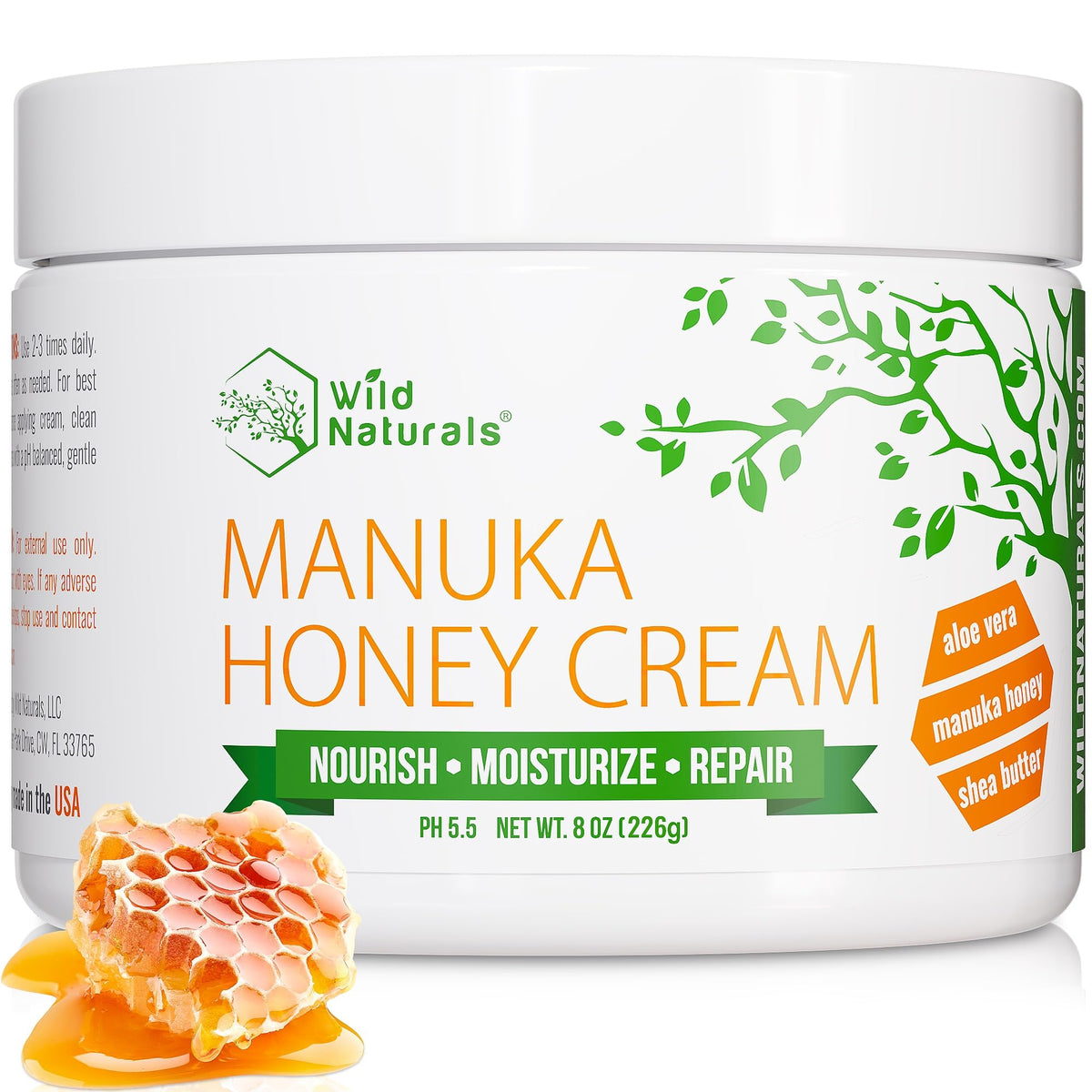 Wild Naturals Manuka Honey Moisturizer bottle showcasing rich hydration for dry skin