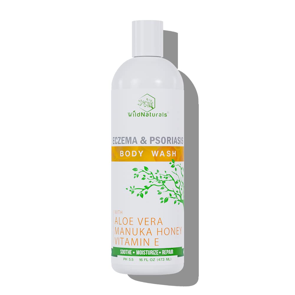 Wild Naturals moisturizing eczema body wash bottle front showing gentle hydration