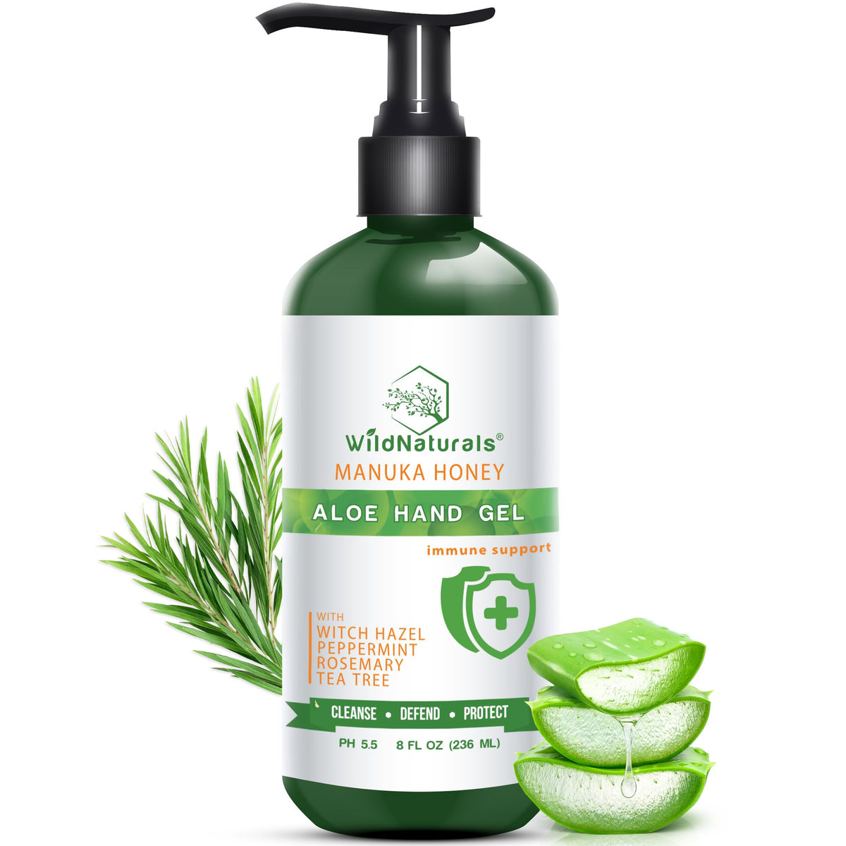 Wild Naturals Pure Aloe Hand Gel bottle for on-the-go cleansing