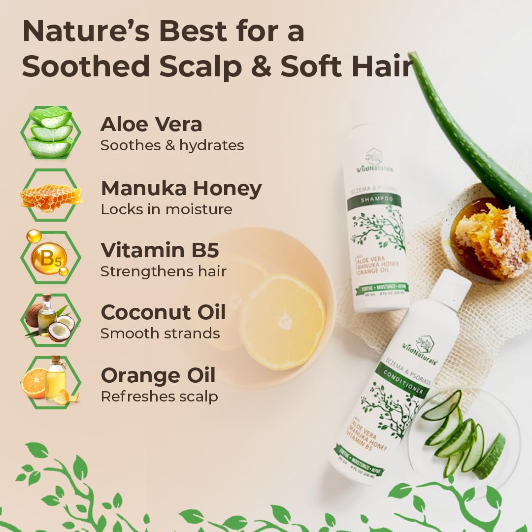Wild Naturals seborrheic dermatitis shampoo bottle offering balanced cleansing for irritated scalps.